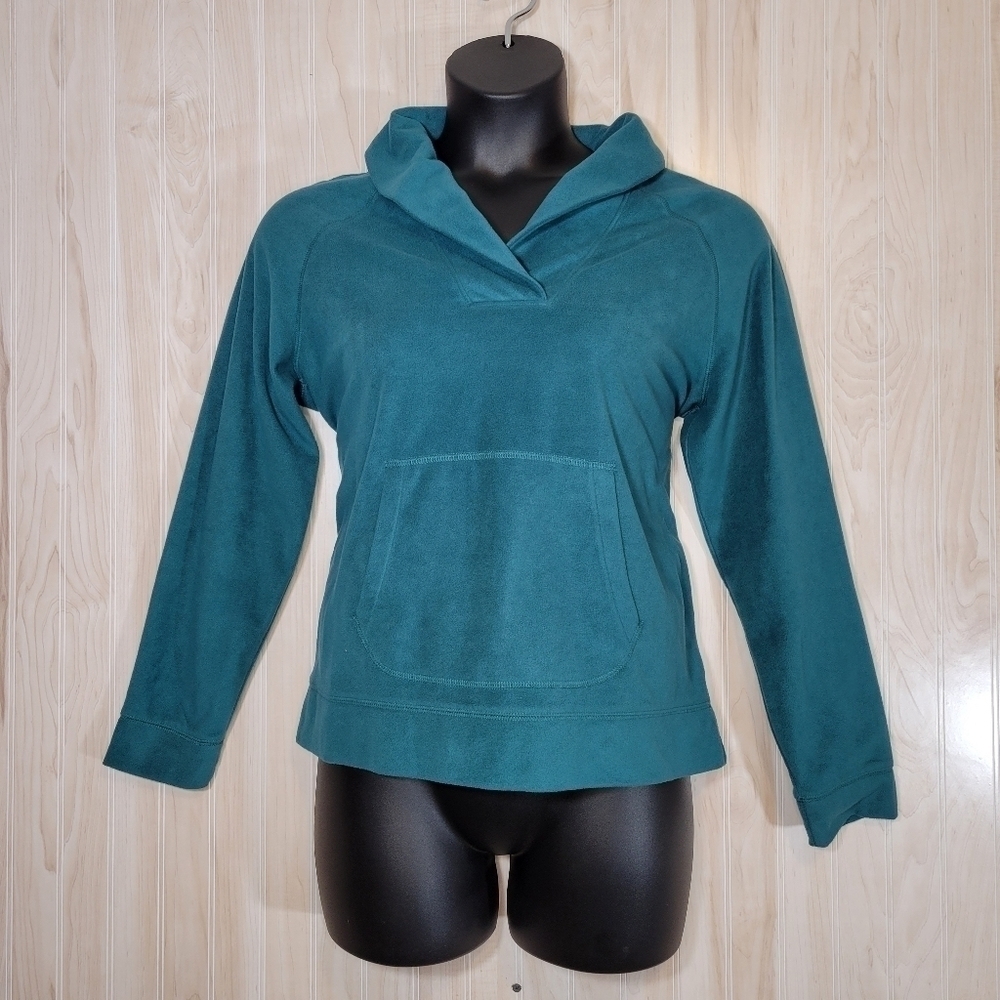 L.L. Bean Teal Fleece Pullover Jacket Sz Lg